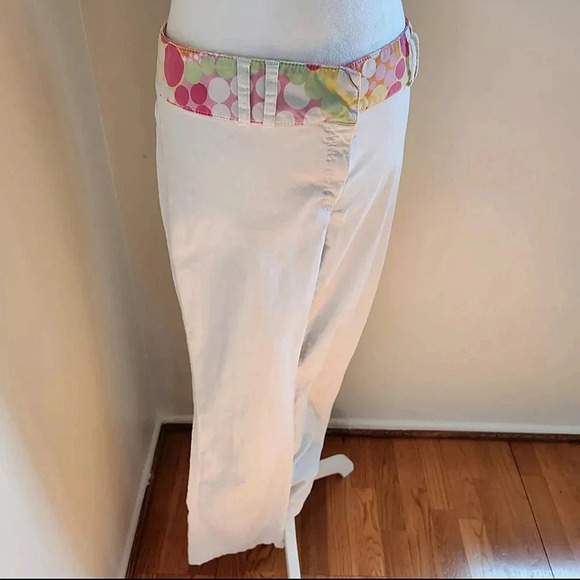 Escada Funky 90s Vintage White Polkadot Bootcut Jeans Y2K Womens Cotton Pants 44 - Picture 3 of 16